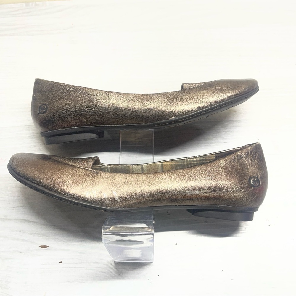 Born Metallic Leather Slip On Ballet Flats Comfort Shoes Women’s Size 9 - Picture 7 of 13